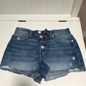 colorful jean shorts